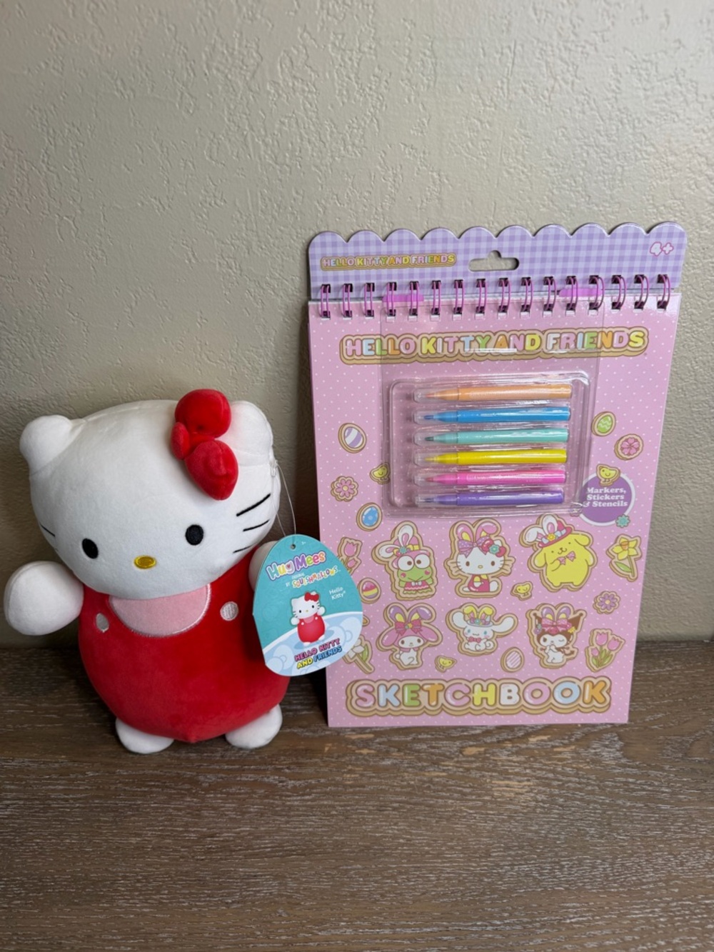 Hello Kitty Hug Mees Squishmallow Plush and Easter Coloring book